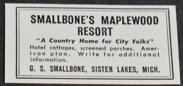 Maplewood Resort (Smallbones Resort) - Vintage Flyer